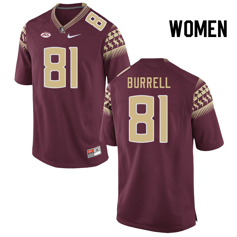 Women #81 Joshua Burrell Florida State Seminoles College Football Jerseys Stitched Sale-Garnet